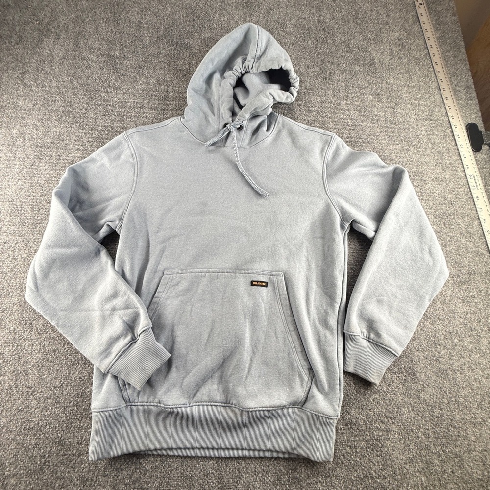 Brahma Mens Pullover Hoodie Sweatshirt Light Blue Fleece Pocket Small 0443